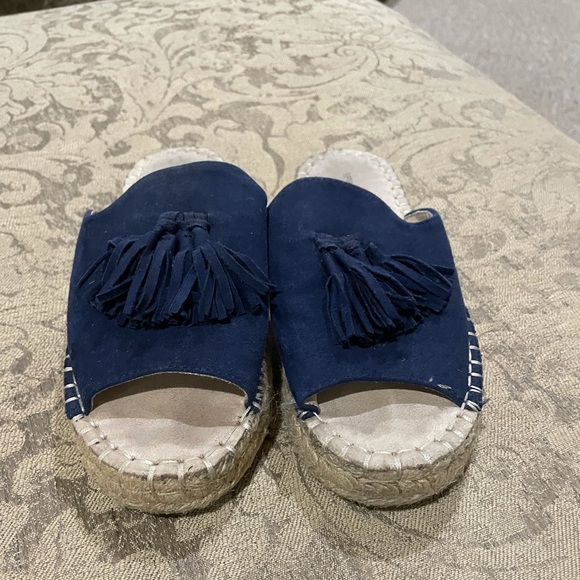 Blue Suede Slip-On Espadrilles - Picture 2 of 4